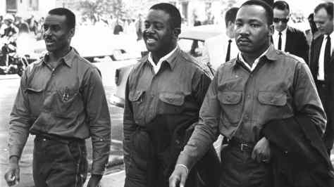 Martin Luther King Jr., with the Rev. Ralph Abernathy (center) and the Rev. Fred Shuttlesworth, defied an injunction against protesting on Good Friday in 1963. They were arrested and held in solitary confinement in the Birmingham jail where King wrote his famous "Letter From Birmingham Jail."